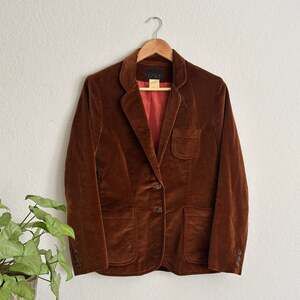 Vintage 1970s Tom Boy Rust Brick Colored Velvet Blazer Jacket Size 11